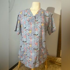 Pink Panther puzzle inspector SMALL scrub top